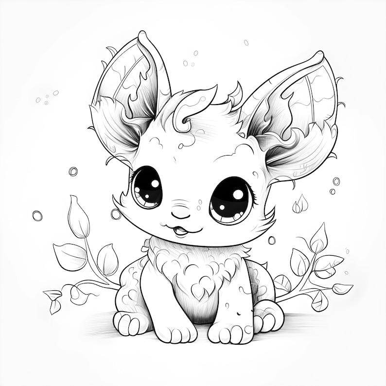 Kawaii Chibi Creature Coloring Page Etsy Australia