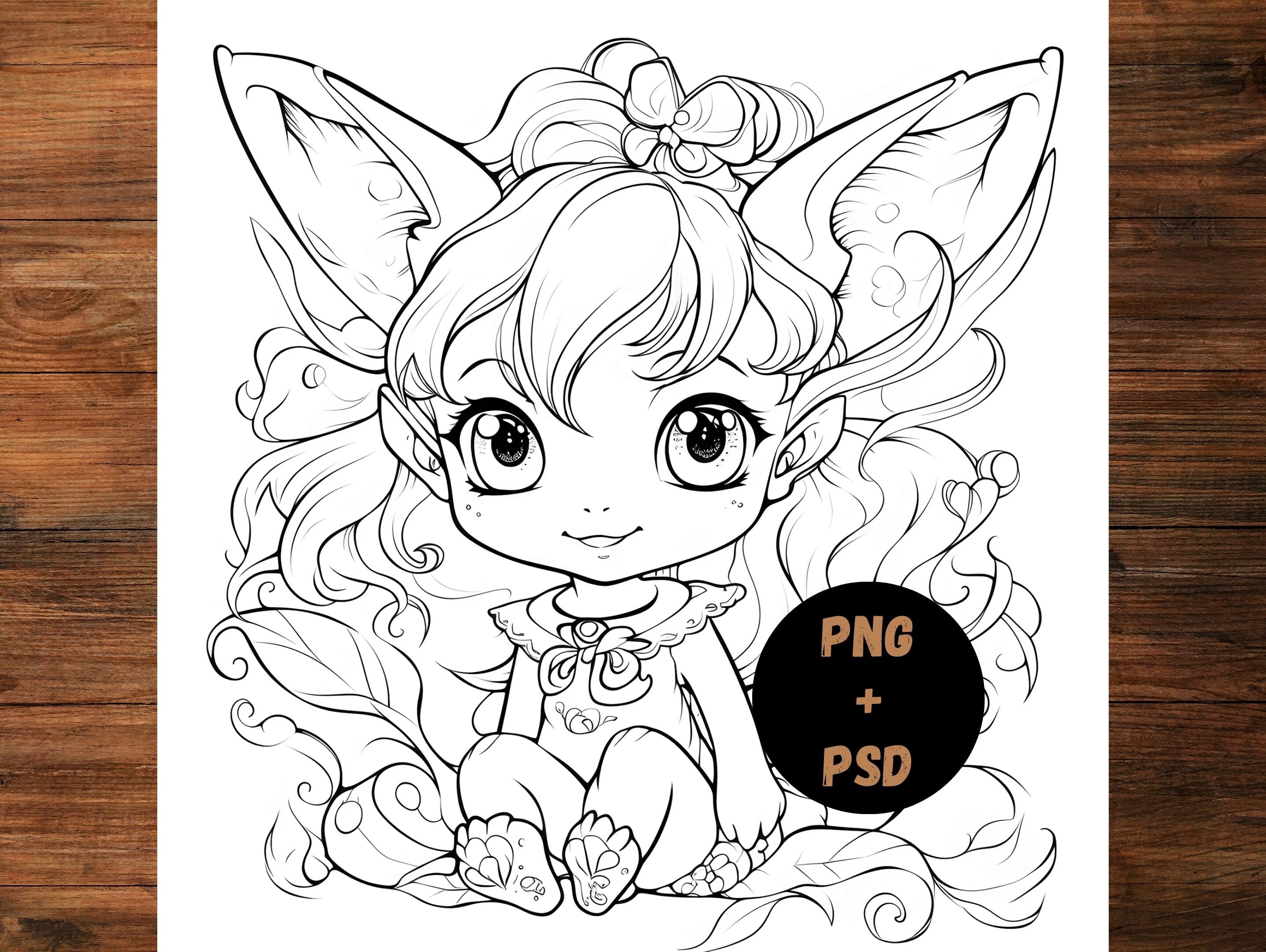 anime fox girl coloring pages