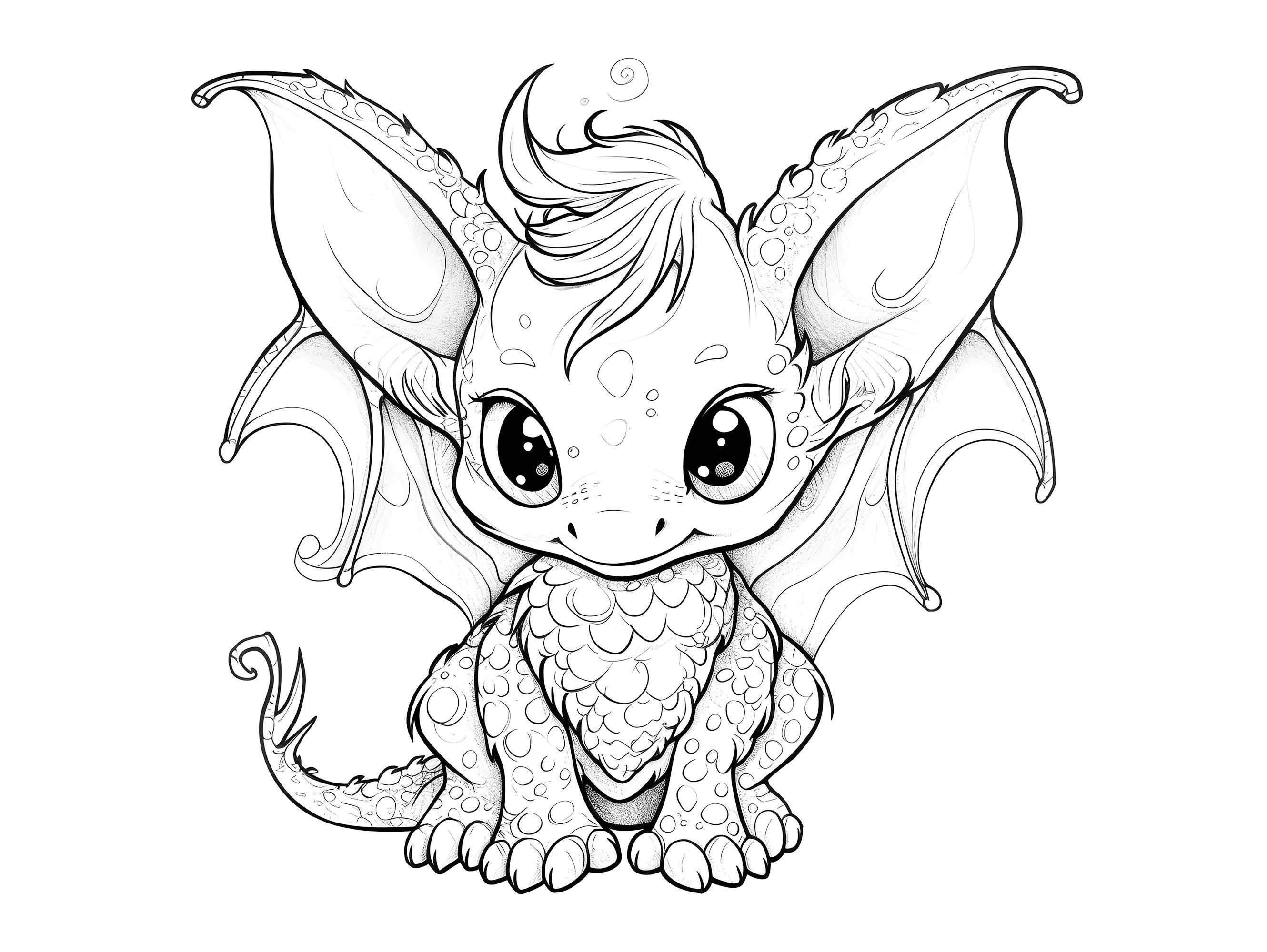 Kawaii Dragon Coloring Page for Kids Instant Download - Etsy