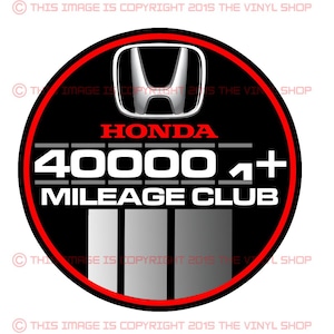 Honda  3 inch Decal 400k High Miles Club  Accord, Civic, Vtec, Pilot, Odyssey.