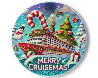 Merry Cruisemas Coaster • Christmas Cruise Coaster • Cruise Ship Gift • Holiday Drink Coaster • Nautical Christmas Decor