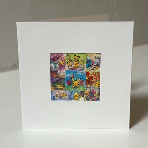 Handgemachte POKÉMON / PIKACHU Grußkarte - Hergestellt mit authentischen Briefmarken - Leere Innenseite - Perfekt für jeden Anlass