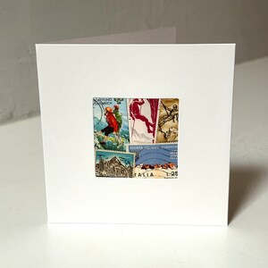 Carte de voeux d'ESCALADE / GRIMPEUR faite main - Fabriquée avec des timbres-poste authentiques - Vierge à l'intérieur - Parfaite pour toutes les occasions