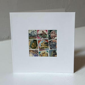 Handgemachte ITALIA / ITALY Grußkarte - Mit authentischen Briefmarken - Innen leer - Perfekt für jeden Anlass