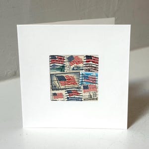 Handgemachte Grußkarte USA / America - Hergestellt mit authentischen Vintage Briefmarken aus den USA - Innen blanko - Geburtstag, Danke, Glückwünsche