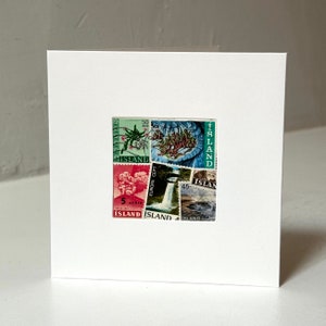 Handmade ICELAND / Island / Icelandic Greeting Card - Made with authentic postage stamps - Blank Inside - Perfect for any occasion