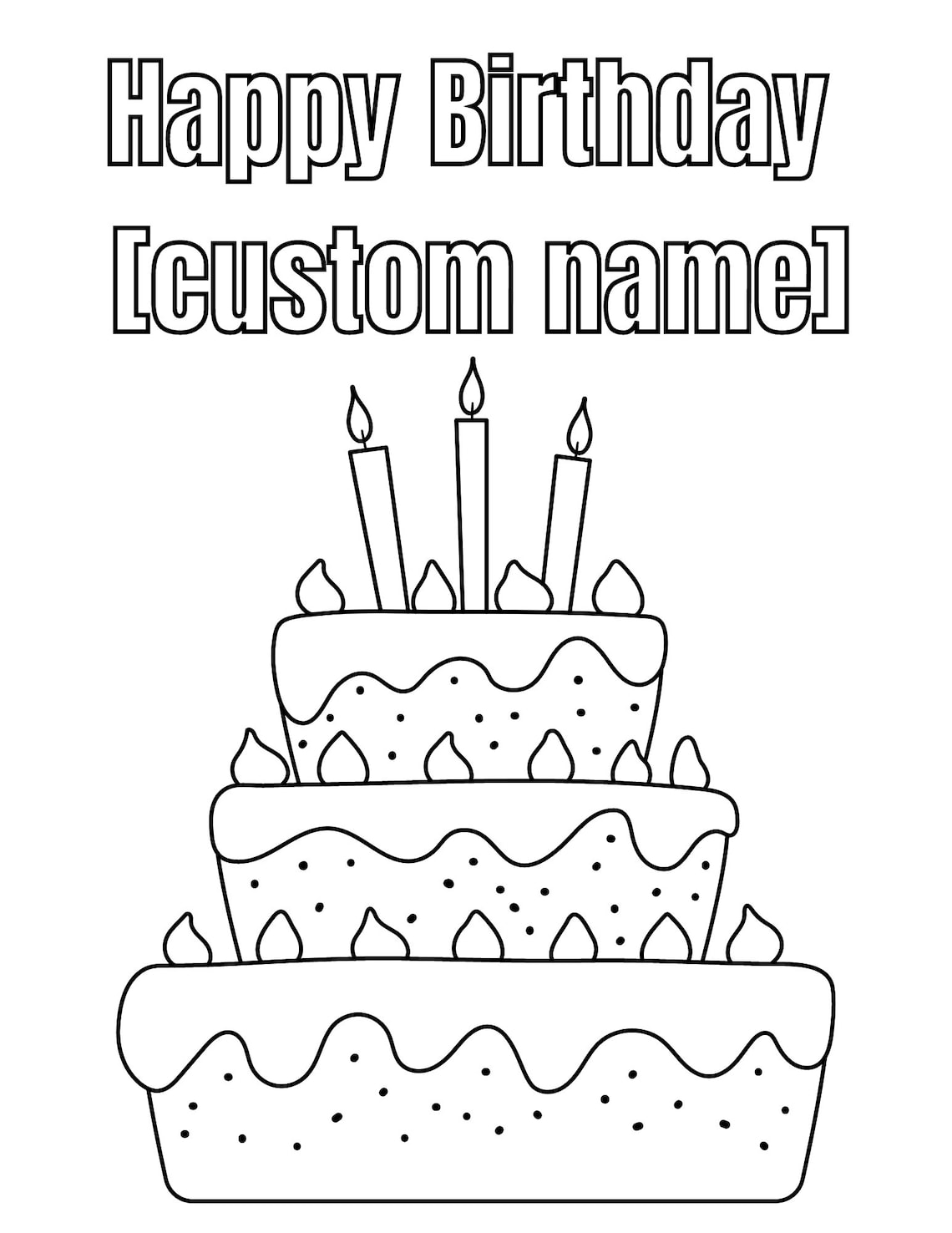 Happy Birthday Coloring PRINTABLE Kids, Birthday Pages 6 Pack, Coloring ...