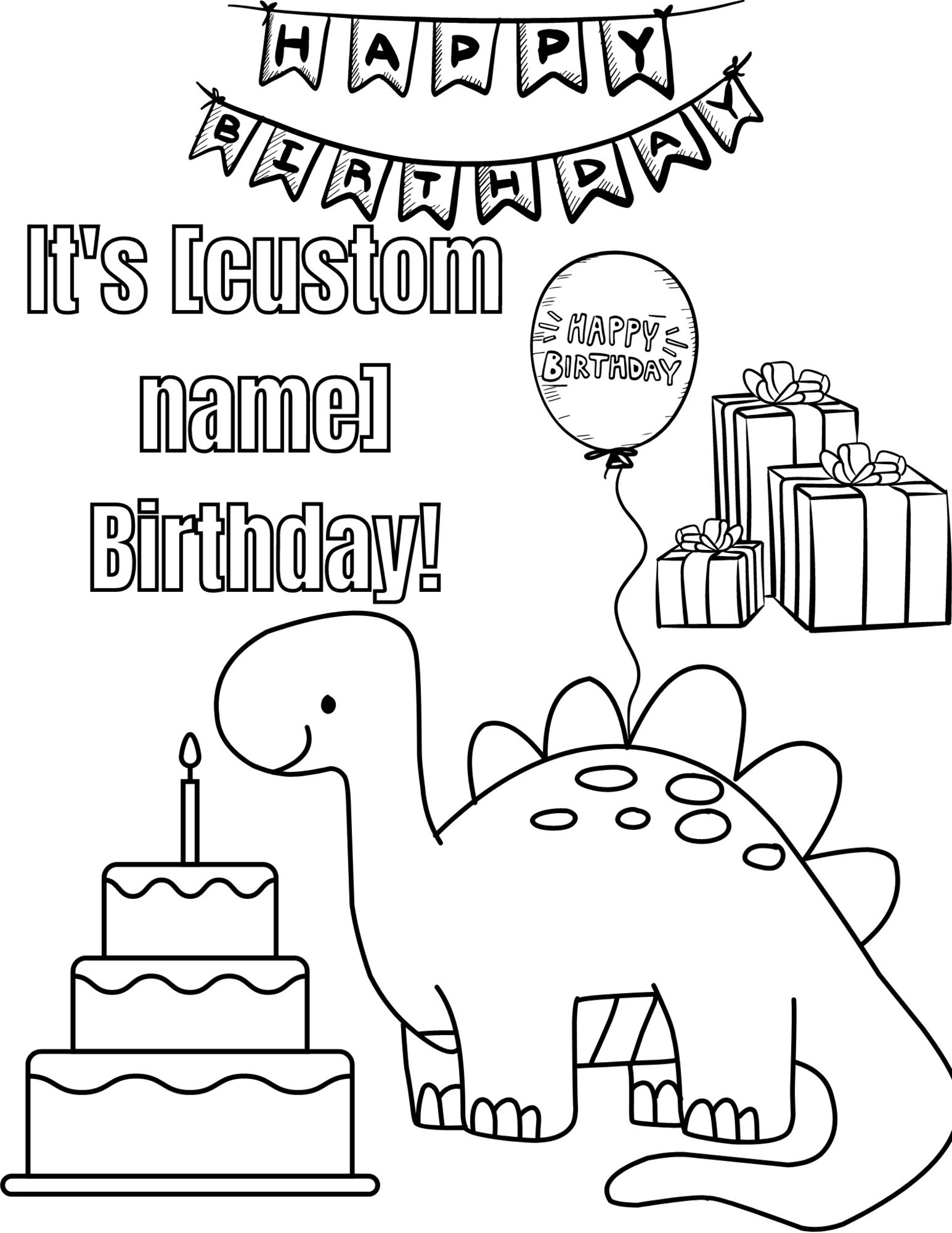 Happy Birthday Coloring PRINTABLE Kids, Birthday Pages 6 Pack, Coloring ...