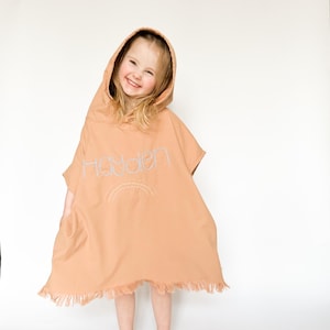 Personalisierte Kinder Kapuzenhandtuch Poncho: Bestickte Baumwolle Strand Cover-Up