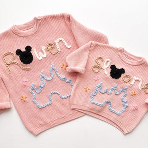 Personalized Hand Embroidered Disney inspired Baby and Toddler Sweaters