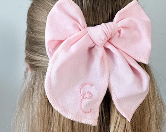 Handmade Embroidered Initial Hair Bow: Personalized Baby Girl Gift