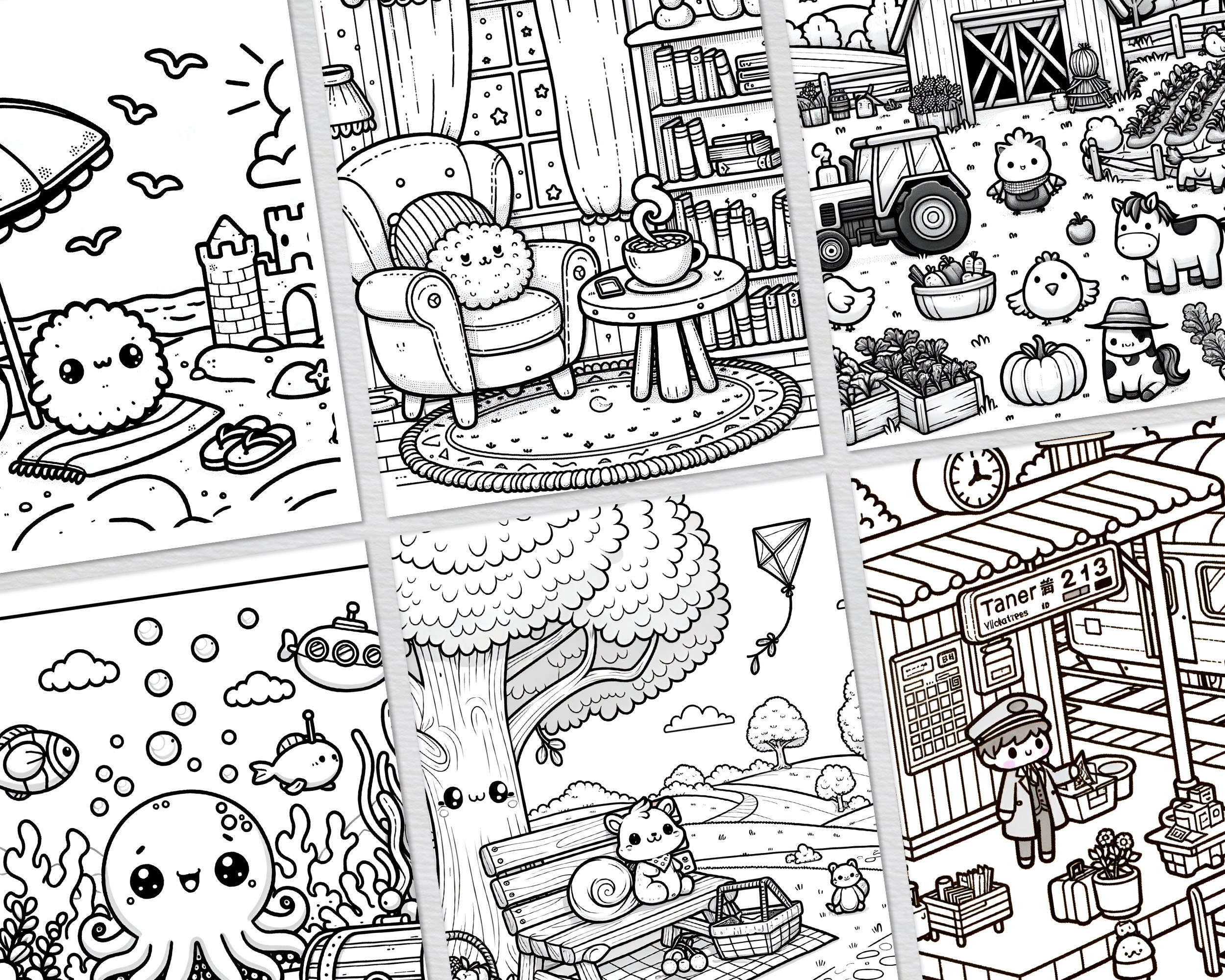30 Cute Kawaii Coloring Pages for Kids, Fun & Cute Kawaii Coloring Book ...
