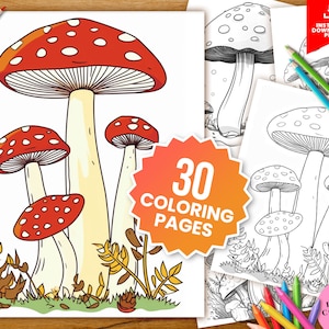 Enchanting Mushroom Coloring Book for Kids - Printable Fantasy PDF Pages, Relaxation, and Coloring Therapy with Magical Mushroom Designs