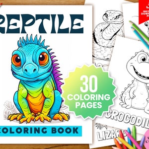 Reptile and Insect Coloring Book for Kids and Adults - Cobra, Python, Lizard, Crocodile, Frog, Iguana, Turtle, Snake, Insect Coloring Pages