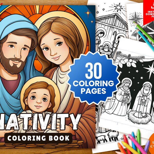 Religious Christmas Coloring Book Etsy