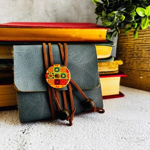 Titular de efímera, billetera efímera, cuero sintético, estilo boho, regalo para periodista basura