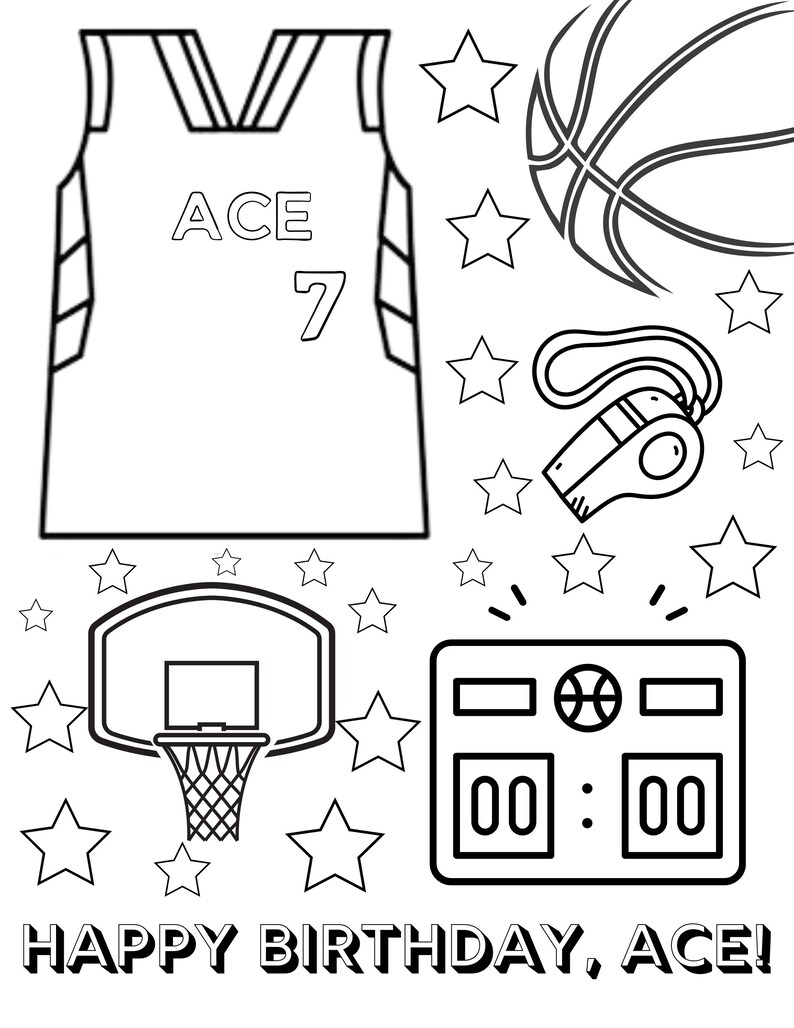 Personalized Birthday Coloring Page for Kids, Custom Party Theme ...