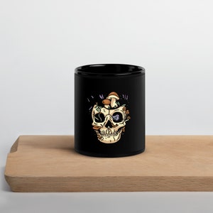 Black Glossy Skull Mug