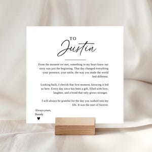 Nota de amor editable para tu futuro esposo, tarjeta minimalista de 5x5, hasta 500 caracteres, regalo de boda, recuerdo romántico, descargable.