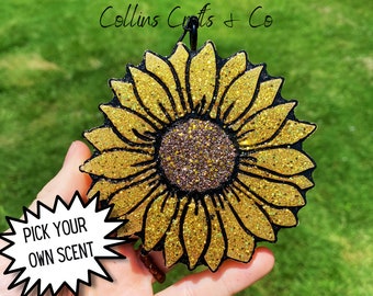Sunflower Car Freshies | Glitter Flower Car Decor Accessories Gift Idea