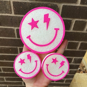 Smiley Face Car Freshies | Custom Luxury Decor Air Fresheners Mirror Hanging Round Vents Clips Pink Freshie Set Lightening Bolt Star Eyes