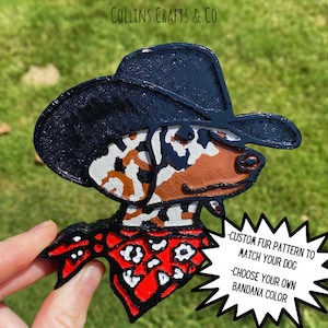 Dachshund Cowboy Car Freshies | Custom Luxury Car Decor Air Fresheners Doxie Piebald Dapple Western Weenie Cowboy Cowgirl Dog Flower Bandana