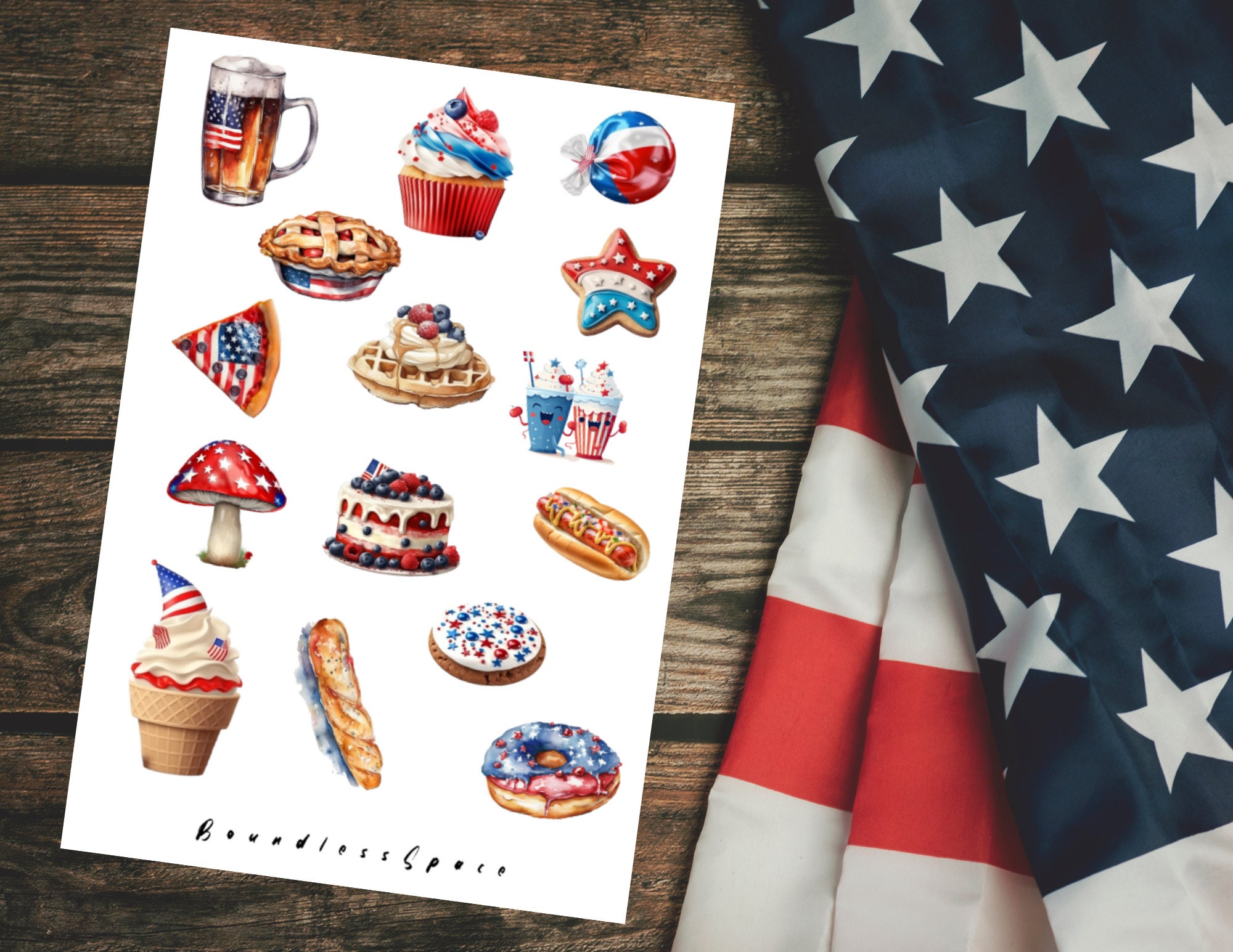 Assorted July 4th Stickers Collection. Celebrate America's Independence ...