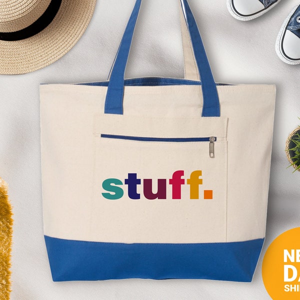 Stuff Tote Bag, Big Tote Bag, Canvas Shopper, Weekend Bag, Mum Bag, Christmas Gift, Birthday Gift, STUFF Bag, MRV1306