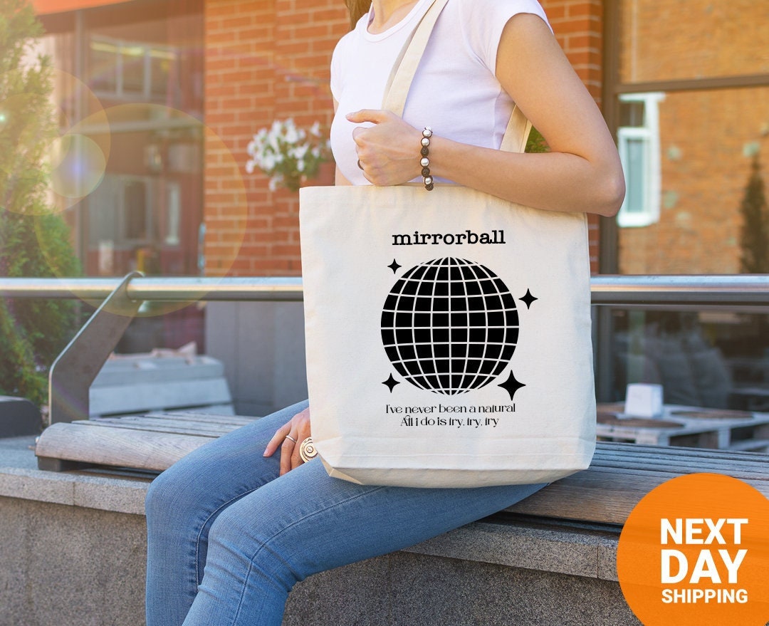 Retro Mirror Ball Tote Bag, Mirrorball Shoulder Bag, Folklore Accessories, Taylor Swiftie Tote