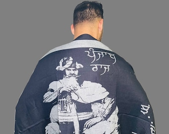 Punjabi Shawl: Hari Singh Nalwa Sikh Warrior Art, Gurmukhi Letters Shawl, Wedding Jaago Accessory