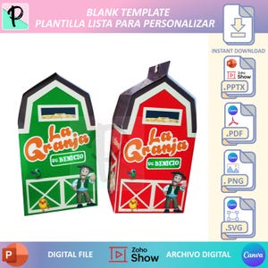 Granero Editable de La Granja de Zenón, Animales de la Granja, Papercraft de Granero, Diseño Digital, Descarga Inmediata, Canva Powerpoint