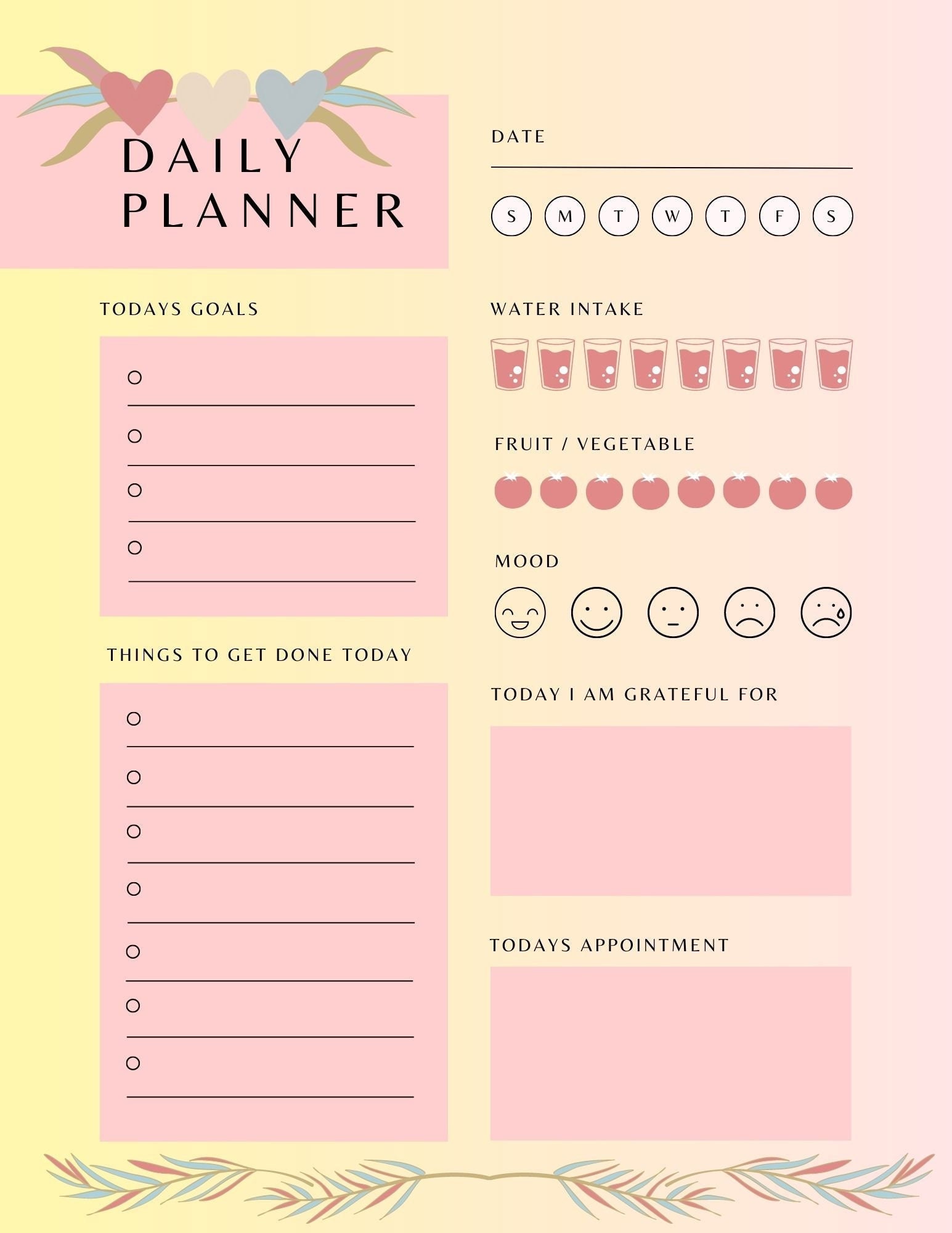 Pink Daily Planner - Etsy