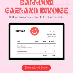 Balloon Garland Invoice Downloadable Template