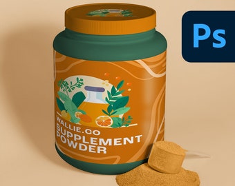 Supplement/ Protein Powder Bottle & Scoop Mockup PSD