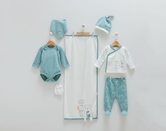 7pcs Green Baby Hospital Outfit, Hospital Exit Clothes, Baby Clothes Set, Newborn Clothes, Newborn Gift Set, Baby Shower Gift, Baby Gift