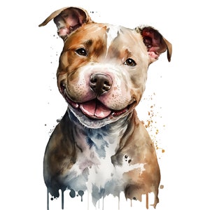 Cute smilling pitbull Clipart in PNG instant download for commercial use
