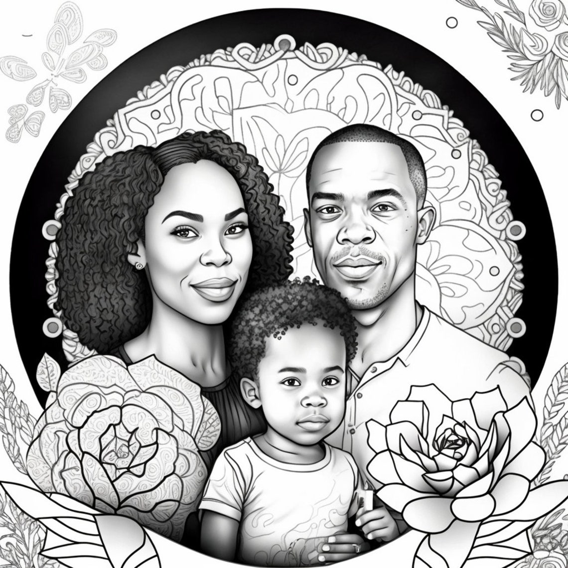 Black Family Coloring Pages - Etsy