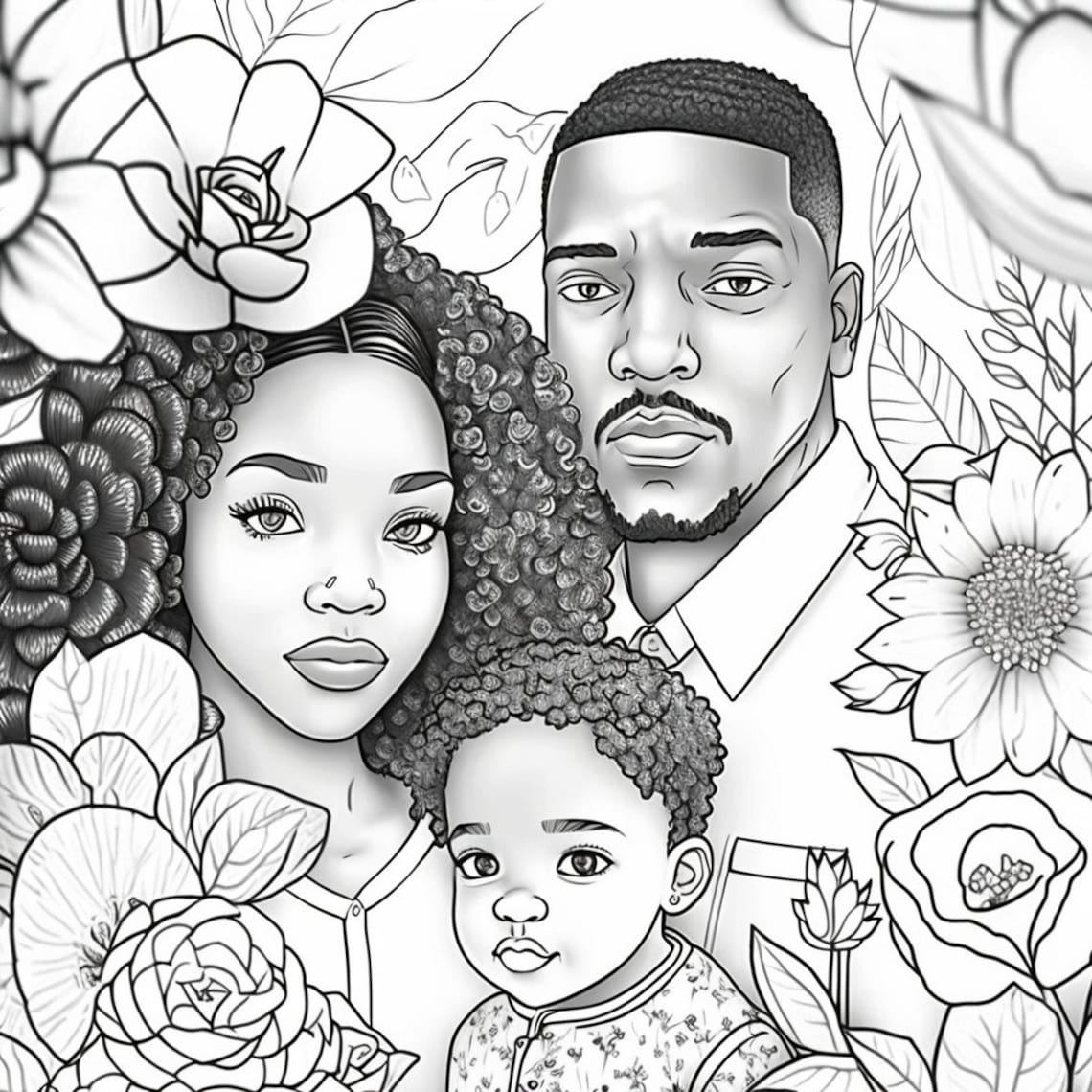 Black Family Coloring Pages Etsy