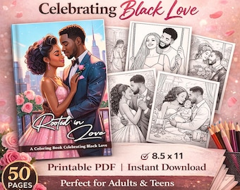 Libro para colorear Amor Negro – 50 páginas de parejas románticas (Descarga digital)