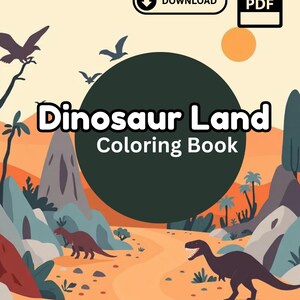 Libro para colorear de dinosaurios imprimible / Tema de Dinosaur Land / Actividad para colorear para niños / Descarga instantánea / Diversión con dinosaurios para niños pequeños y preescolares