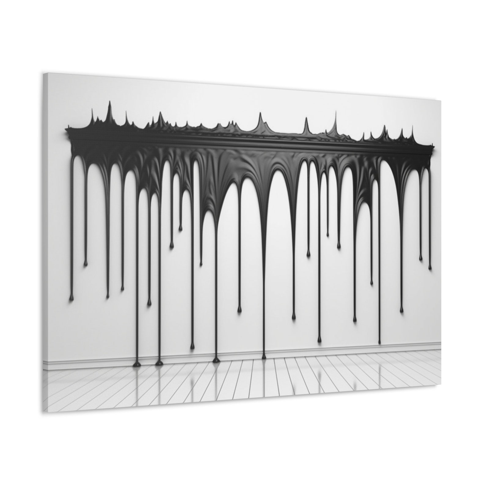 Abstract Art | Black Paint Dripping Down White Wall | Abstract | Wall ...