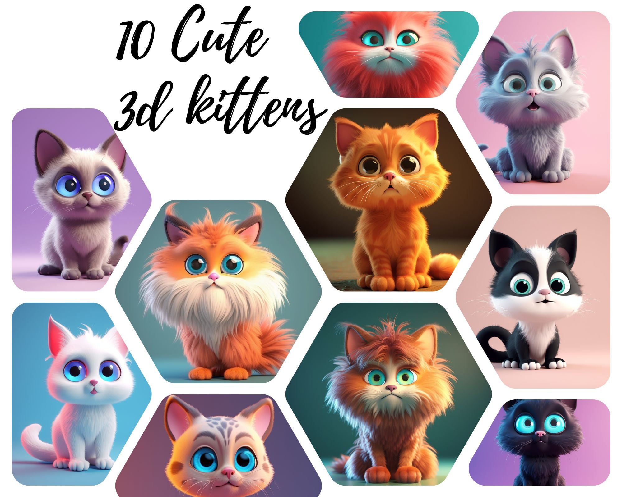 A.I. Generated 3D Cute Kittens, Bonus Illustration