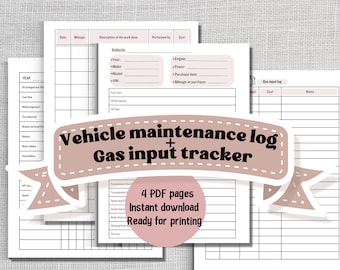 Vehicle Maintenance Log: Mileage & Expense Tracker (PDF)