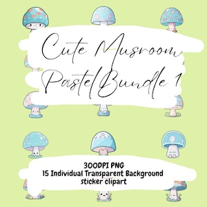 Cogumelos fofos PNG, pastel, adesivo, clipart, pacote png, adesivos para impressão, designs de adesivos, adesivos png, downloads de adesivos, cricut