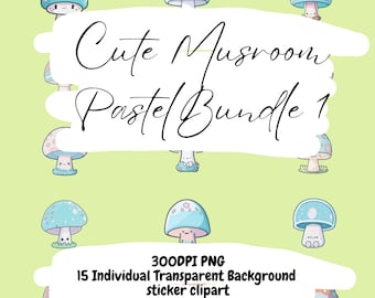 Cute Mushrooms PNG, pastel, sticker, clipart, png bundle, printable stickers, sticker designs, stickers png, sticker downloads, cricut