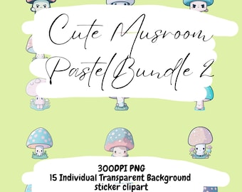 Cute Mushrooms PNG stickers, pastel, sticker, clipart, png bundle, printable stickers, sticker designs, stickers png, downloads, sticker
