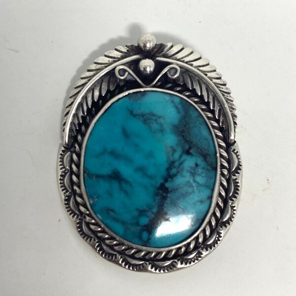 Nakai Sterling Silver Southwestern Turquoise Pendant Brooch 10.8gms