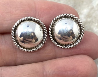 Vintage Sterling Silver Round Rope Stud Earrings