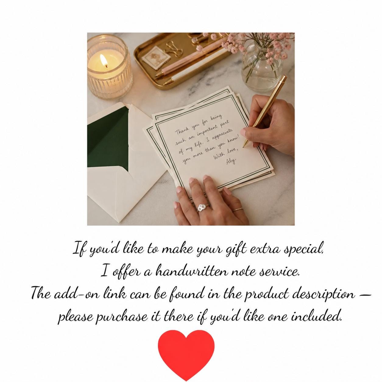 Personalized Note Sentiment Handwritten Note Add-on | Personal Message Card With Your Embroidered ...