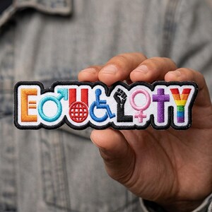 Embroidered Equality Patch, Pride Iron On Patch, LGBTQ Inclusive Patch, Human Rights Embroidery, Activist Badge